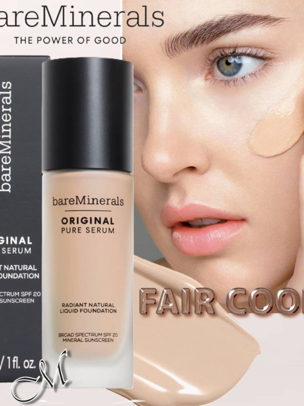 bareMinerals Original Serum Liquid Foundation* SPF 20 ~ FAIR COOL 1 NIB Exp 3/26